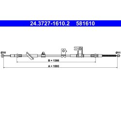 Câble de frein ATE 24.3727-1610.2 pour HONDA JAZZ OE 47560-SAA-023