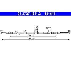 Câble de frein ATE 24.3727-1611.2 pour HONDA JAZZ OE 47510-SAA-023