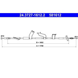 Câble de frein ATE 24.3727-1612.2 pour HONDA CR-V OE 47510-SWA-013