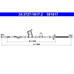 Brake Cable ATE 24.3727-1617.2 OE Ref 47560S9AE01