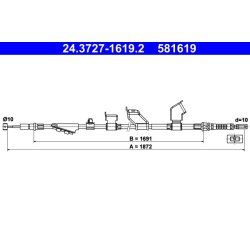 Brake Cable ATE 24.3727-1619.2 OE Ref 47510SMGG03