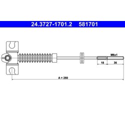 Câble de frein ATE 24.3727-1701.2 pour NISSAN OE 36402-50J10
