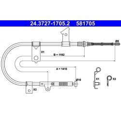 Câble de frein ATE 24.3727-1705.2 pour NISSAN MICRA OE 36531-4F100