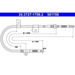 Brake Cable ATE 24.3727-1708.2 OE Ref 3653071J10