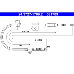 Brake Cable ATE 24.3727-1709.2 OE Ref 3653171J10