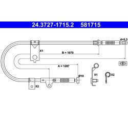 Câble de frein ATE 24.3727-1715.2 pour NISSAN MICRA OE 36531-4F400