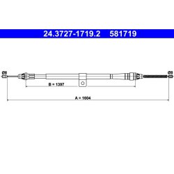Câble de frein ATE 24.3727-1719.2 pour NISSAN MICRA OE 36530-AX600