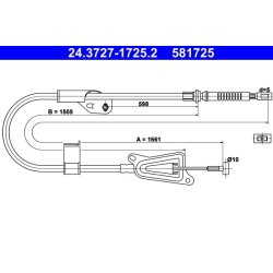 Brake Cable ATE 24.3727-1725.2 OE Ref 36530BM700