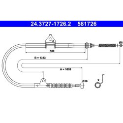 Brake Cable ATE 24.3727-1726.2 OE Ref 365309C005