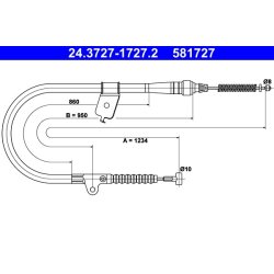 Brake Cable ATE 24.3727-1727.2 OE Ref 365319C005
