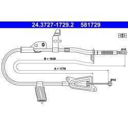 Câble de frein ATE 24.3727-1729.2 pour NISSAN PRIMERA OE 36531-AV600