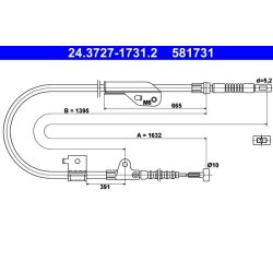 Brake Cable ATE 24.3727-1731.2 OE Ref 365312F200
