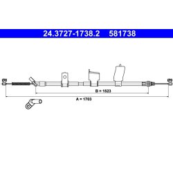 Câble de frein ATE 24.3727-1738.2 pour NISSAN QASHQAI OE 36531-JD00A