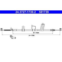 Câble de frein ATE 24.3727-1739.2 pour NISSAN QASHQAI OE 36530-JD00A