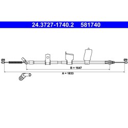 Câble de frein ATE 24.3727-1740.2 pour NISSAN QASHQAI OE 36531-EY10A