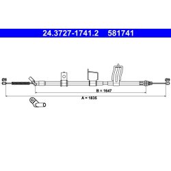 Câble de frein ATE 24.3727-1741.2 pour NISSAN QASHQAI OE 36530-EY10A