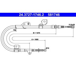 Brake Cable ATE 24.3727-1746.2 OE Ref 365311N980