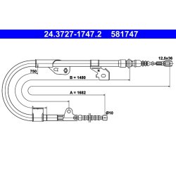 Brake Cable ATE 24.3727-1747.2 OE Ref 365301N980
