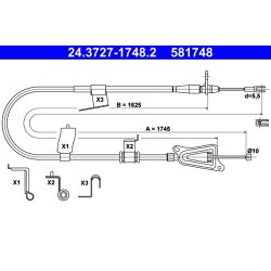 Brake Cable ATE 24.3727-1748.2 OE Ref 365318H30A