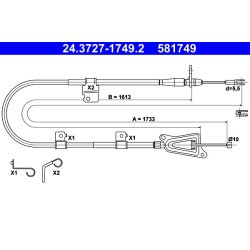 Brake Cable ATE 24.3727-1749.2 OE Ref 365308H30A