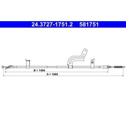 Câble de frein ATE 24.3727-1751.2 pour NISSAN MICRA OE 36530-1HE0A