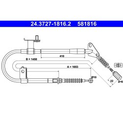 Brake Cable ATE 24.3727-1816.2 OE Ref BC1D44410B