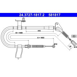 Brake Cable ATE 24.3727-1817.2 OE Ref BC1D44420C