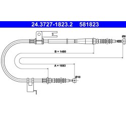 Brake Cable ATE 24.3727-1823.2 OE Ref GE7C44420D
