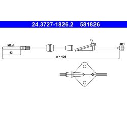 Câble de frein ATE 24.3727-1826.2 pour FORD, MAZDA FIESTA, 2 OE 1534504