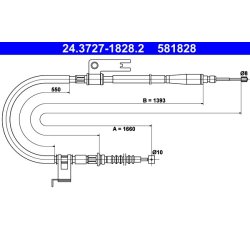Brake Cable ATE 24.3727-1828.2 OE Ref B25D44410C