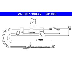 Câble de frein ATE 24.3727-1903.2 pour TOYOTA IST, YARIS OE 46420-52010