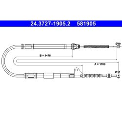 Câble de frein ATE 24.3727-1905.2 pour TOYOTA AVENSIS OE 46420-05020
