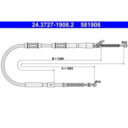 Câble de frein ATE 24.3727-1908.2 pour TOYOTA COROLLA OE 46420-12400