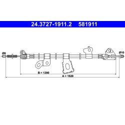 Câble de frein ATE 24.3727-1911.2 pour TOYOTA IST, YARIS OE 46430-52080