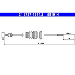 Brake Cable ATE 24.3727-1914.2 OE Ref 4641044050