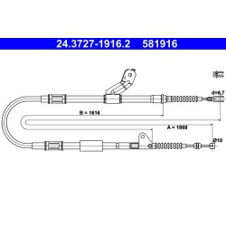 Brake Cable ATE 24.3727-1916.2 OE Ref 4643020640