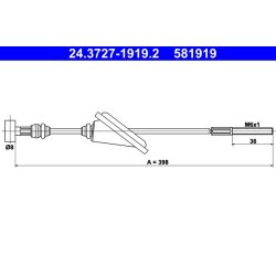 Câble de frein ATE 24.3727-1919.2 pour TOYOTA AVENSIS, COROLLA