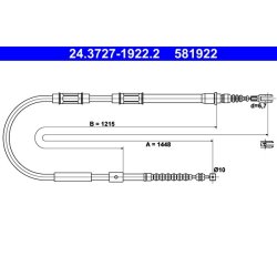 Câble de frein ATE 24.3727-1922.2 pour TOYOTA COROLLA OE 46430-12290