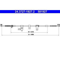 Câble de frein ATE 24.3727-1927.2 pour TOYOTA COROLLA, MATRIX