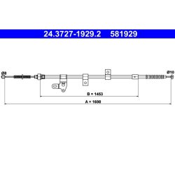 Câble de frein ATE 24.3727-1929.2 pour TOYOTA COROLLA OE 46420-02111
