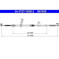 Câble de frein ATE 24.3727-1930.2 pour TOYOTA AVENSIS OE 46430-20680