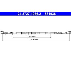 Câble de frein ATE 24.3727-1936.2 pour TOYOTA AURIS, COROLLA