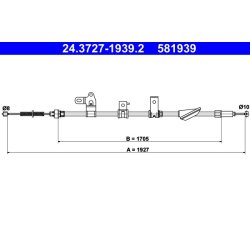 Câble de frein ATE 24.3727-1939.2 pour TOYOTA COROLLA OE 46430-0F010