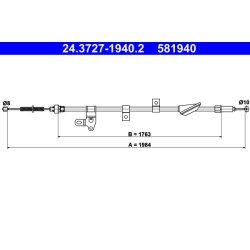 Câble de frein ATE 24.3727-1940.2 pour TOYOTA COROLLA OE 46420-0F010