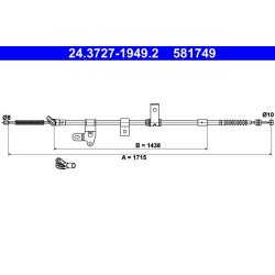 Brake Cable ATE 24.3727-1949.2 OE Ref 4642047060