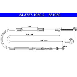 Brake Cable ATE 24.3727-1950.2 OE Ref 4643018030