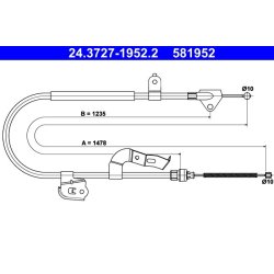 Câble de frein ATE 24.3727-1952.2 pour TOYOTA AYGO OE 46420-0H010