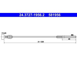 Câble de frein ATE 24.3727-1956.2 pour TOYOTA RAV OE 46410-42050