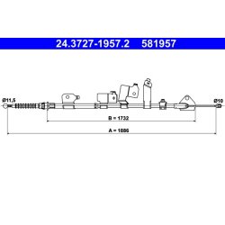 Brake Cable ATE 24.3727-1957.2 OE Ref 4643012470