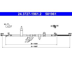Brake Cable ATE 24.3727-1961.2 OE Ref 4643052250